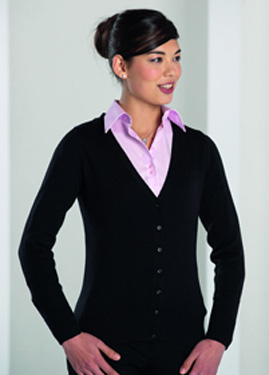 LADIES V-NECK KNITTED CARDIGAN