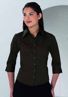 LADIES 3/4 TENCEL FITTED SHIRT