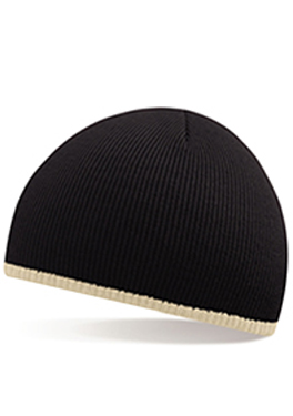 TWO-TONE ACRYLIC KNITTED HAT