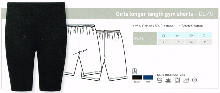 Girls Stretch Cotton Longer Gym Shorts