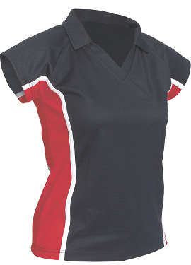 KCA Girls Cut Sports Polo (Black/Red/White)
