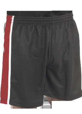 KCA Boys Panelled Sports Short (Black/Red/White)
