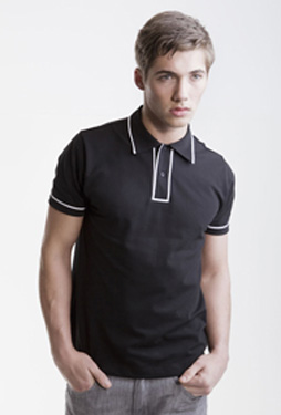 MENS CONTRAST PIPED POLO SHIRT