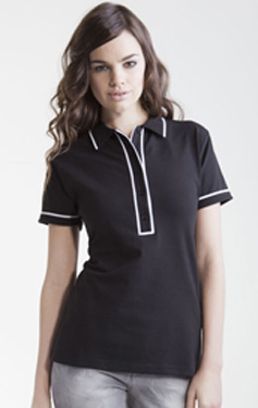 LADIES CONTRAST PIPED POLO